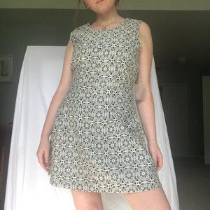 Black & White Structured A-Line Mini Dress